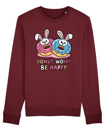 Donut Worry Be Happy | Funny Donut Puns Burgundy