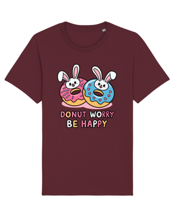 Donut Worry Be Happy | Funny Donut Puns Burgundy