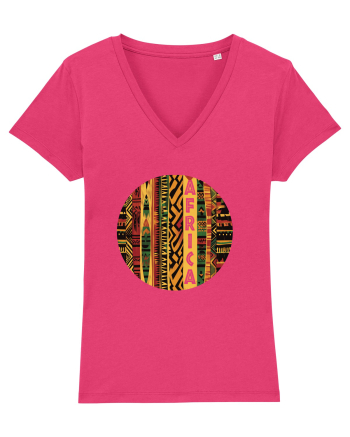 AFRICA - GEOMETRIC FLORAL - TRADITIONAL AFRICAN   Raspberry