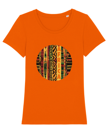 AFRICA - GEOMETRIC FLORAL - TRADITIONAL AFRICAN   Bright Orange