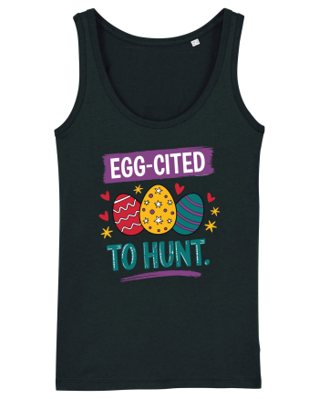 Egg-Cited To Hunt |  Cute Easter Egg Puns Black