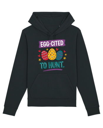 Egg-Cited To Hunt |  Cute Easter Egg Puns Black