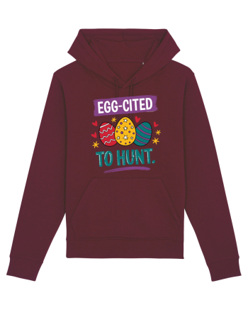 Egg-Cited To Hunt |  Cute Easter Egg Puns Burgundy