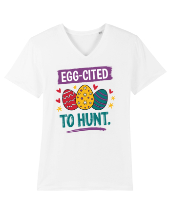 Egg-Cited To Hunt |  Cute Easter Egg Puns White