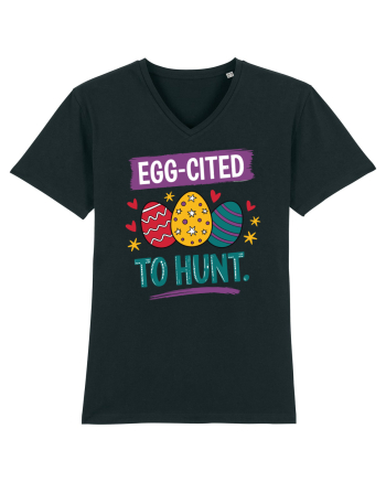 Egg-Cited To Hunt |  Cute Easter Egg Puns Black