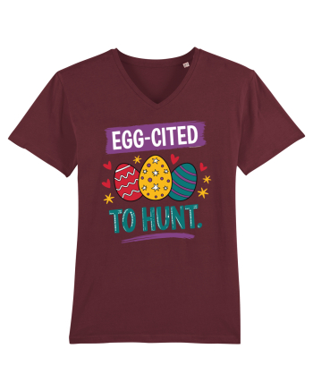 Egg-Cited To Hunt |  Cute Easter Egg Puns Burgundy
