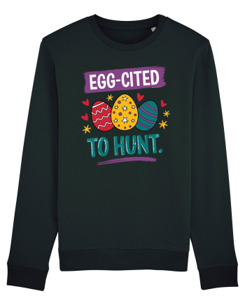 Egg-Cited To Hunt |  Cute Easter Egg Puns Black