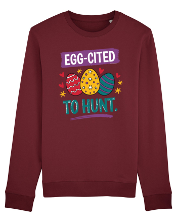 Egg-Cited To Hunt |  Cute Easter Egg Puns Burgundy
