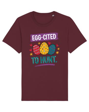 Egg-Cited To Hunt |  Cute Easter Egg Puns Burgundy
