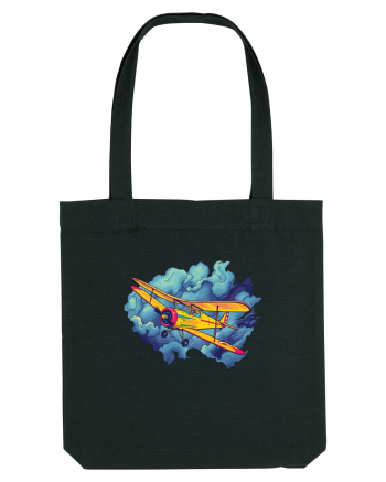 Vintage Wings - Airplane flying in the clouds - BLTP11-02 Black