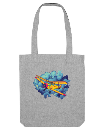 Vintage Wings - Airplane flying in the clouds - BLTP11-02 Heather Grey