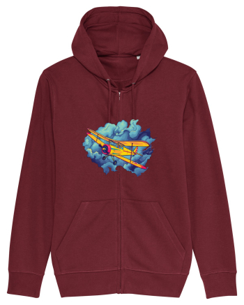 Vintage Wings - Airplane flying in the clouds - BLTP11-02 Burgundy