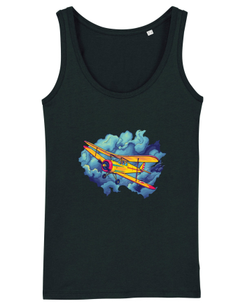 Vintage Wings - Airplane flying in the clouds - BLTP11-02 Black