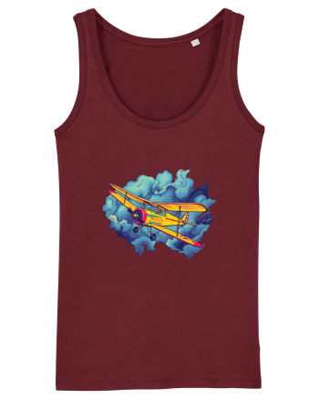 Vintage Wings - Airplane flying in the clouds - BLTP11-02 Burgundy