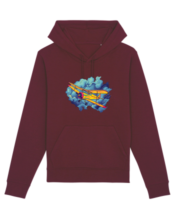Vintage Wings - Airplane flying in the clouds - BLTP11-02 Burgundy