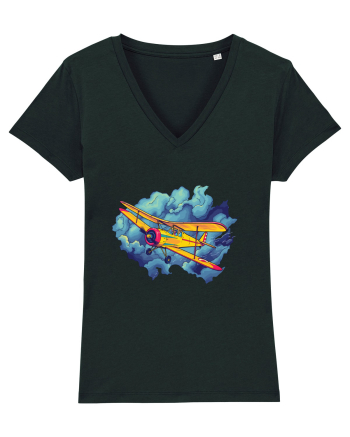 Vintage Wings - Airplane flying in the clouds - BLTP11-02 Black
