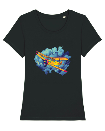 Vintage Wings - Airplane flying in the clouds - BLTP11-02 Black