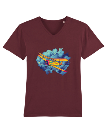 Vintage Wings - Airplane flying in the clouds - BLTP11-02 Burgundy