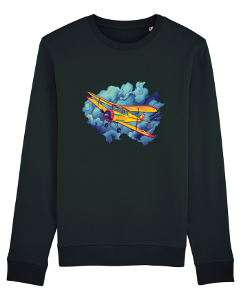 Vintage Wings - Airplane flying in the clouds - BLTP11-02 Black