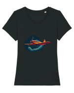 Vintage Wings - Airplane in storm - Dark Sky BLTP8-02 Tricou mânecă scurtă guler larg fitted Damă Expresser