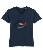 Vintage Wings - Airplane in storm - Dark Sky BLTP8-02 Tricou mânecă scurtă guler V Bărbat Presenter