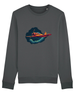 Vintage Wings - Airplane in storm - Dark Sky BLTP8-02 Bluză mânecă lungă Unisex Rise