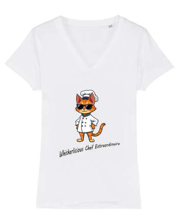 Stylish chef cat, culinary cool White