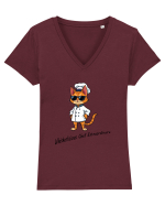 Stylish chef cat, culinary cool Tricou mânecă scurtă guler V Damă Evoker