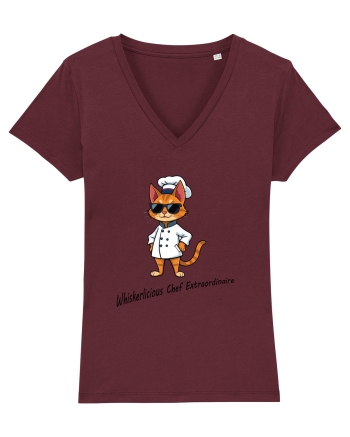 Stylish chef cat, culinary cool Burgundy
