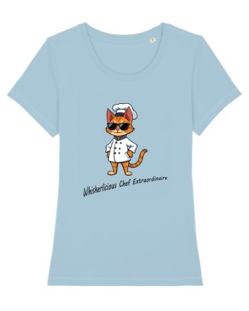 Stylish chef cat, culinary cool Sky Blue