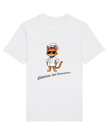 Stylish chef cat, culinary cool White