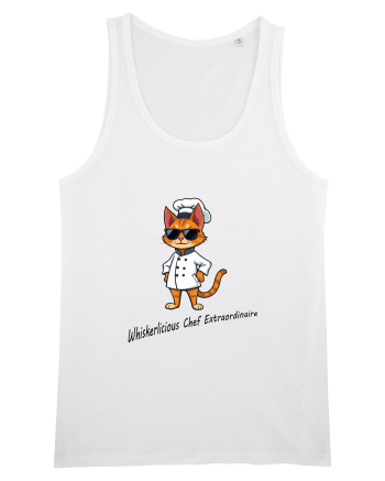 Stylish chef cat, culinary cool White