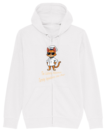 Stylish chef cat, culinary cool White