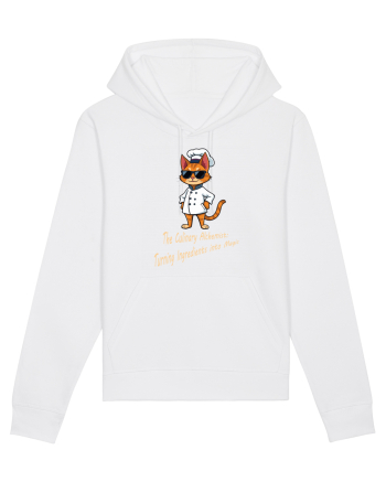 Stylish chef cat, culinary cool White