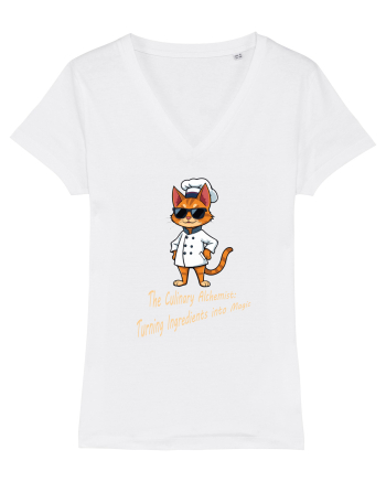 Stylish chef cat, culinary cool White