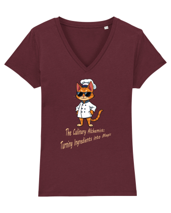 Stylish chef cat, culinary cool Burgundy
