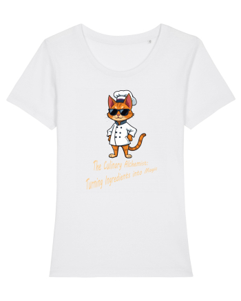 Stylish chef cat, culinary cool White
