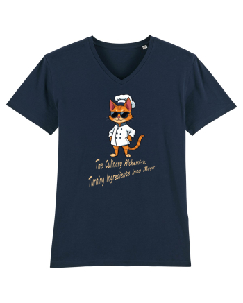 Stylish chef cat, culinary cool French Navy
