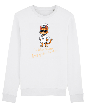 Stylish chef cat, culinary cool White