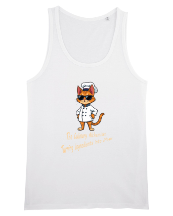 Stylish chef cat, culinary cool White