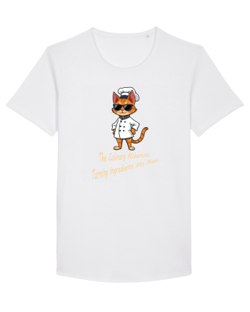 Stylish chef cat, culinary cool White