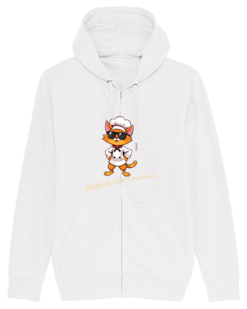 Stylish chef cat, culinary cool White