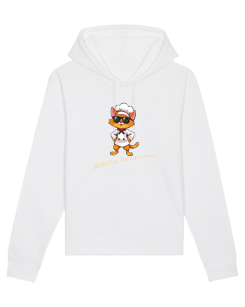 Stylish chef cat, culinary cool White