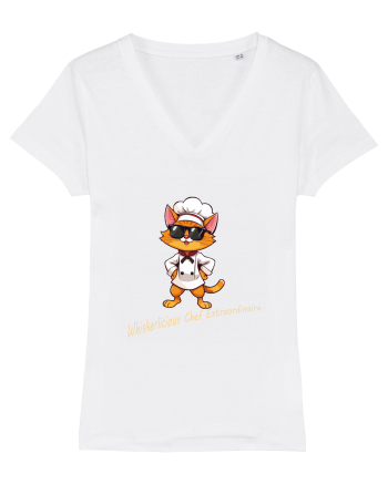 Stylish chef cat, culinary cool White