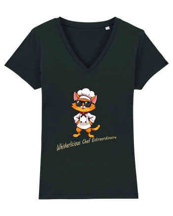 Stylish chef cat, culinary cool Black