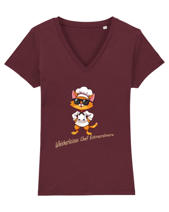 Stylish chef cat, culinary cool Burgundy