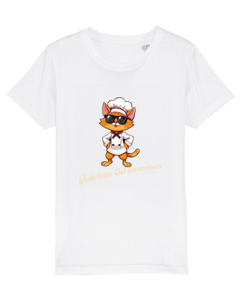 Stylish chef cat, culinary cool White