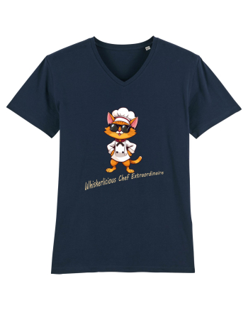 Stylish chef cat, culinary cool French Navy