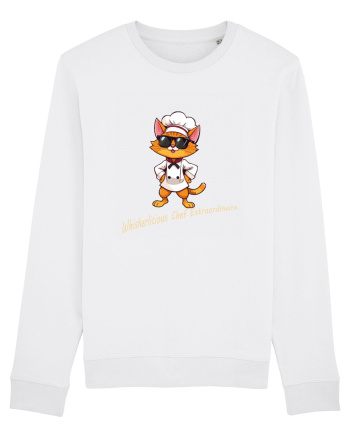Stylish chef cat, culinary cool White