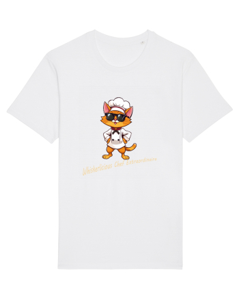 Stylish chef cat, culinary cool White